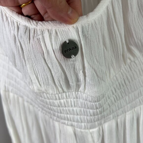 prAna Womens Fernie Wide Leg Coverup Jumpsuit Semi Sheer in White - Picture 3 of 8